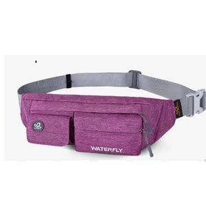 WATERFLY Unisex Purple Waist Bag Fanny Pack For Hiking Travel Adjustable Strap